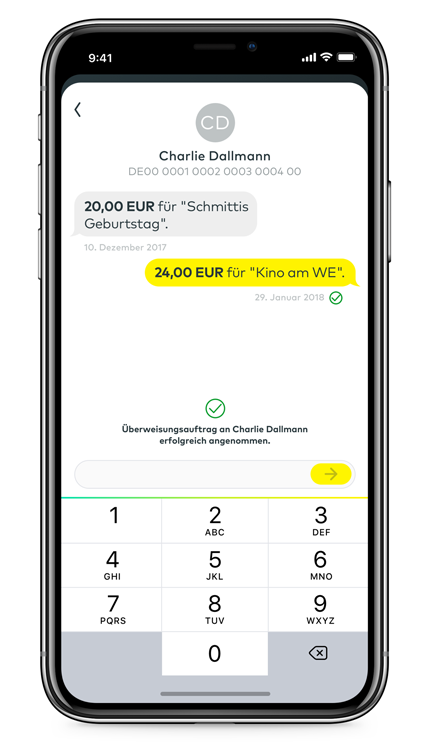 comdirect App Chat-Überweisung