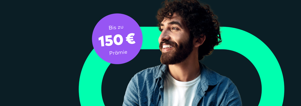 Ein Mann schaut in die Ferne. In einem Hinweis steht: Mit 150 Euro Pr&auml;mie.