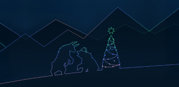 Weihnachtliches Motiv mit Bulle und Bär