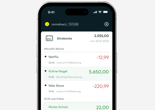 comdirect App Umsatzliste
