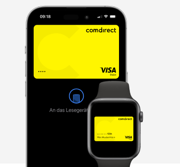 Visa-Debitkarte: Abbildung von Smartphone und Smartwatch