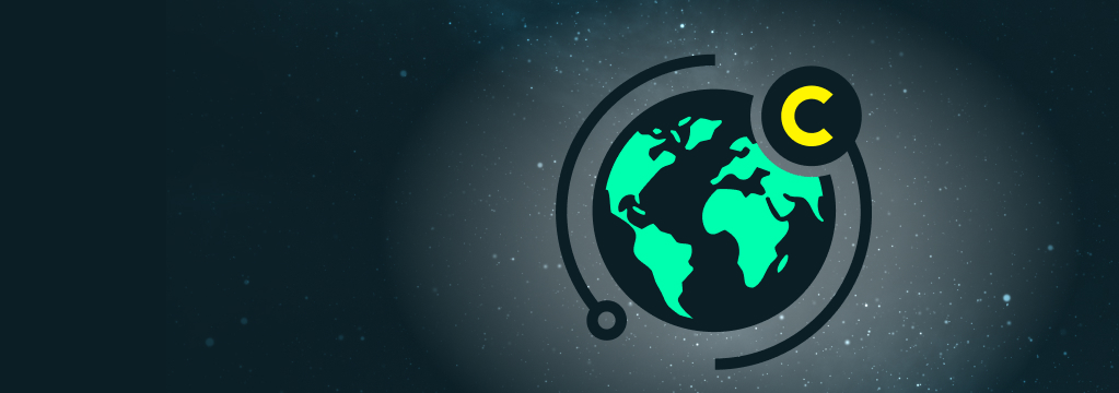 Eine Weltkugel im All, oben befindet sich das comdirect Logo.
 