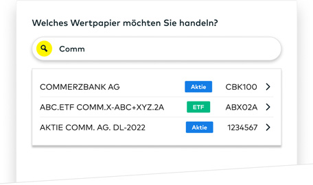 Wertpapiersuche in der Ordermaske