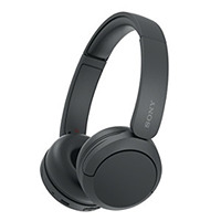 Schwarzer kabelloser Over-Ear-Kopfhörer mit gepolsterten Ohrmuscheln und verstellbarem Bügel. Am Bügel ist das SONY-Logo zu sehen.