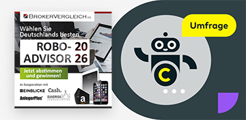 Ein aus geometrischen Elementen bestehender Roboter weist auf die Wahl zum Robo-Advisor 2024 hin.